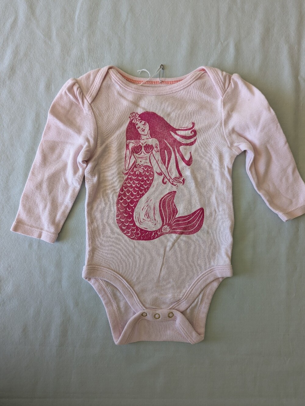 Mermaid Block Print Pink Long Sleeve Onesie